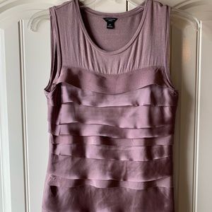 Ann Taylor Loft Rose Satin Ruffle Tank